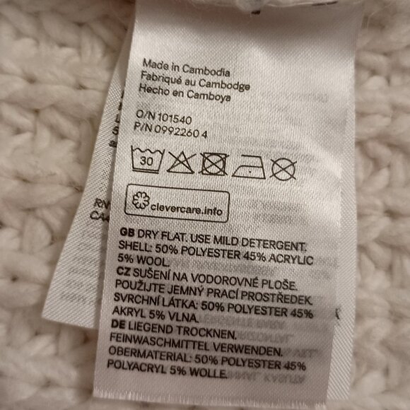 H&M Cream Chunky Knit Cropped Cardigan Sweater Women’s L Cozy Cottagecore - Picture 10 of 16